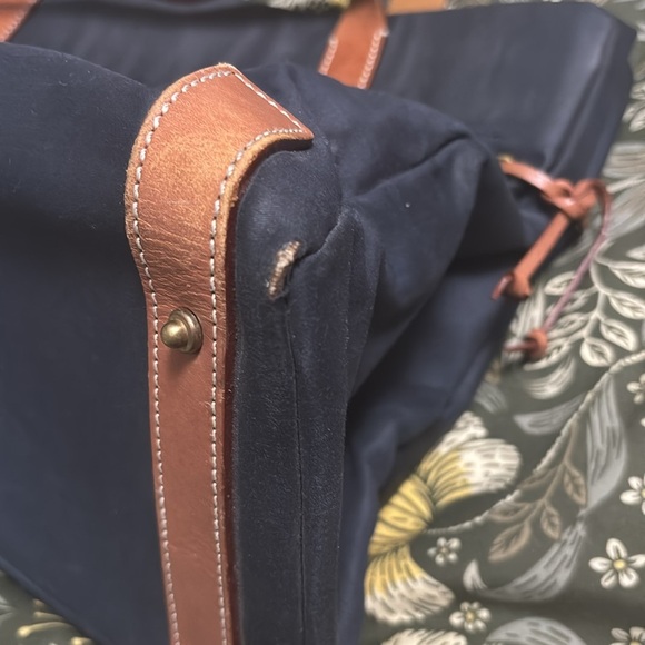 Dooney & Bourke Dark Blue Tote with Tan Straps - Picture 4 of 12